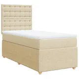 vidaXL Boxspringbett mit Matratze Creme 100x200 cm Stoff