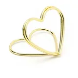 partydeco Tischkartenhalter, Metall, Tischkartenhalter Herz 2,5cm Metall gold, 10 Stück goldfarben