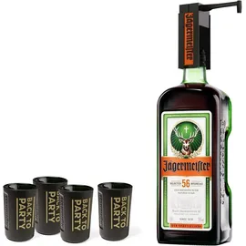 Jägermeister 1,75 l Geschenkbox inkl. Partypumpe + 4 Shotgläser