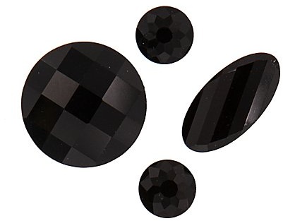 Facettierte Glasperlen, schwarz, 4 Stück