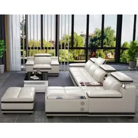 Möbel Wohnlandschaft Luxus Eckgarnitur Ecksofa Polster Sofas Couch Relax Lform - Weiß