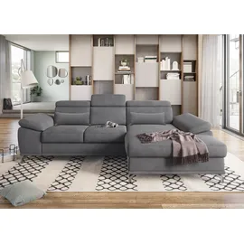 sit&more Ecksofa SIT & MORE "Cabrio L-Form, B: 295 cm, mit Sitztiefen-, Arm- & Kopfteilverstellung", grau, B:295cm H:87cm T:180cm, 100% Polyester, Sofas, Ecksofa, 2 Nierenkissen, Federkern, optional Bettfunktion und Stauraum