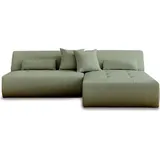 best mobilier Lisa Design Onyx modulare 4-Sitzer Wohnlandschaft Ecksofa beidseitig montierbar aus Stoff Salbeigrün