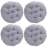 Tutamaz 4er Set Stuhlkissen Rund, Bequemes Sitzkissen 40x40x3cm, Bodenkissen Rund, Stuhlauflage für Indoor und Outdoor für Esszimmer, Wohnzimmer, Studierzimmer (Hellgrau)