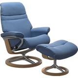 Stressless Stressless® Relaxsessel »Sunrise«, (Set, Relaxsessel mit Hocker), mit Signature Base, Größe L, Gestell Eiche blau