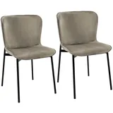 Svita Mary 2er Set Esszimmerstuhl Polsterstuhl ohne Armlehnen Küchenstuhl Wohnzimmerstuhl Taupe/Schwarz