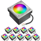 ledscom.de 10x LED Pflasterstein NEOLUM für außen, IP67, eckig, 10 x10cm, inkl. GX53 RGB Leuchtmittel, 670lm, Smart Home