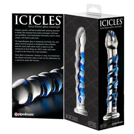 Icicles Glasdildo „No. 5“, 18,5 cm, mit Stimulationsspirale, transparent