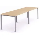 Rocada Mehrfacharbeitstisch Total BxTxH 320x80x73cm Gestell grau Platte Melamin buche.