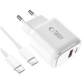 TECH-PROTECT Nca30 Pd 30W Qc3.0 USB-A / USB-C + USB-C / USB-C Kabel Weiß