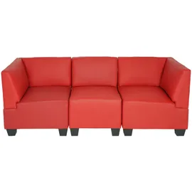 Mendler Modular 3-Sitzer Sofa Couch Lyon, Kunstleder ~ rot, hohe Armlehnen