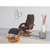 Relaxsessel »Paris«, (Set, 2 St., bestehend aus Sessel und Hocker), mit passendem Hocker, braun