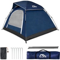 MSPORTS Campingzelt Premium Pop Up Zelt 2-3 Personen Würfelzelt Wasserdicht Winddicht Kuppelzelt Zelt (Königsblau)