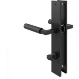 MS Beschläge Türbeschlag Langschild Türdrücker Schwarz matt Schildgarnitur Baustil wc din Norm)