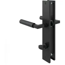 MS Beschläge Türbeschlag Langschild Türdrücker Schwarz matt Schildgarnitur Baustil wc din Norm)