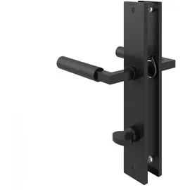 MS Beschläge Türbeschlag Langschild Türdrücker Schwarz matt Schildgarnitur Baustil wc din Norm)