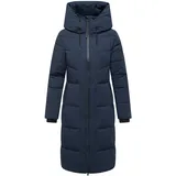 Navahoo Damen Wintermantel mit 2-Wege Reißverschluss, wasserdichten Reißverschlüssen und verstellbarer Kapuze Schokokuss XIV Navy Gr. XXL - XXL