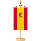 Vispronet® Tischbanner Spanien Nationalfahne Set ✓ Fahne & Ständer ✓ Kordel-Rand