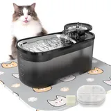 VEGREM Katzenbrunnen 2.5L, 2.5 W Super Silent Trinkbrunnen für Katze mit Aktivkohlefilter, Katzenbrunnen für Katzen, Schwarzer Durchsichtiger Wassertank für Mehrere Haustiere