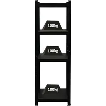 Proregal All Black Series Schwerlastregal Ragnar für Gesamtlast 500 kg HxBxT 150 x 45 x 45 cm Matt Schwarz Kellerregal Steckregal Garagenregal