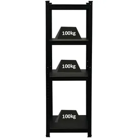 Proregal All Black Series Schwerlastregal Ragnar für Gesamtlast 500 kg HxBxT 150 x 45 x 45 cm Matt Schwarz Kellerregal Steckregal Garagenregal