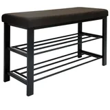 Dune Design Schuhregal 81x32x50cm offener Schuhschrank 2 Böden stabile Sitzbank Bank Braun