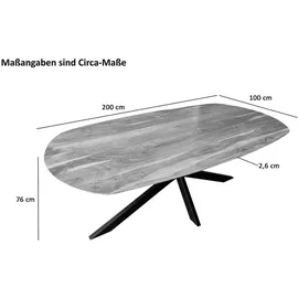 Sam Esszimmertisch Oval 200x 100cm Akazienholz massiv natur Spider-Gestell schwarz RAMA - Beige