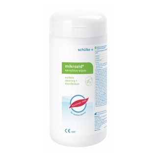 Schülke mikrozid® sensitive wipes Desinfektionstücher, Gebrauchsfertige und alkoholfreie Desinfektionstücher für Medizinprodukte, 1 Spenderdose = 120 Stück