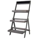 MODO24 Blumentreppe Blumenregal Etagere Pflanzenregal Holztreppen Garten RDEZ 3 Farben (Grau)