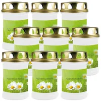 HS Candle Grabkerze (9-tlg), Grabkerze Brenndauer 40 Stunden viele vers. Variationen und Motive weiß