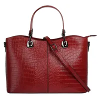 Cluty Henkeltasche, echt Leder, Made in Italy, rot