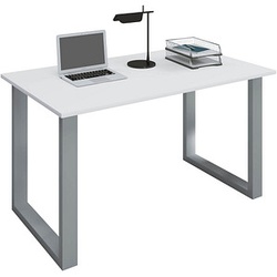 VCM my office Lona Schreibtisch weiß rechteckig, U-Fuß-Gestell silber 140,0 x 80,0 cm