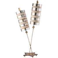 Elstead Lighting Tischlampe Beistellleuchte Wohnzimmerleuchte Bodenlampe gestreift silber creme
