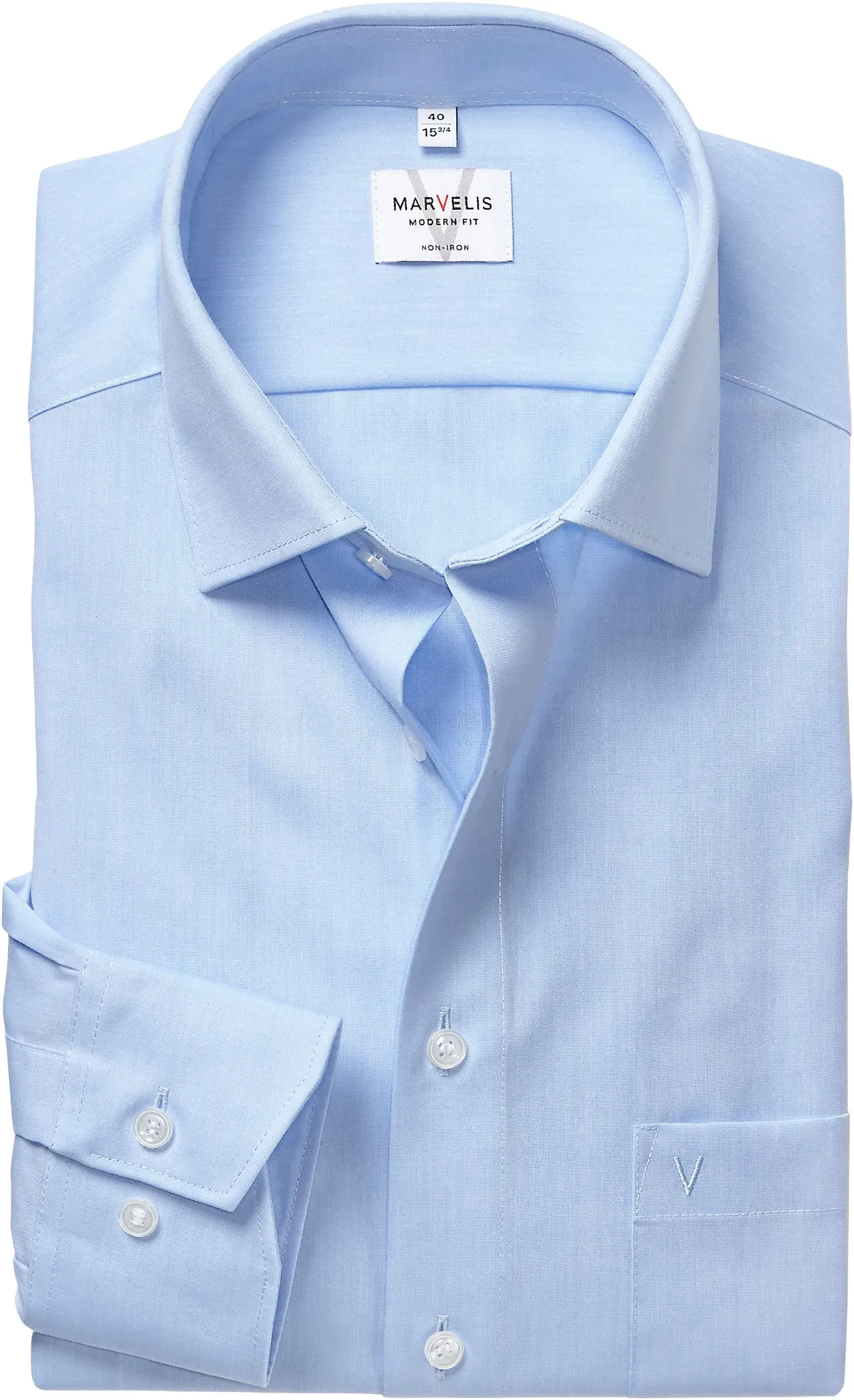 Langarmhemd MARVELIS, Herren, Gr. 43, N-Gr, bleu, Web, Obermaterial: 100% Baumwolle, tailliert normal, 2-Knopf-Manschette, Hemden, Businesshemd, Basic, New-Kentkragen, leicht tailliert