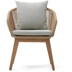 Outdoor Stühle Geflecht Holz mit Polsterauflage 63 cm breit (2er Set)