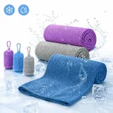 Kühlendes Handtuch Set, Kühltücher, Kühlhandtuch Sport Cooling Towel, für Sofortige Kühlung, Eishandtuch Cooling Towel für Fitness, Sport, R... - Grau/Blau