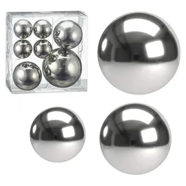 Cepewa 7er Set Style Deko Kugeln 3 Größen Sortiert Silber Teichkugeln Metallkugeln - Silber