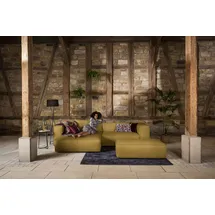 W.Schillig Ecksofa "around-the-block, modern und elegant, bequem, L-Form", gelb (kurkuma z69), B:300cm H:66cm T:164cm, Longlife Xtra-Leder Z69: Das feinnarbige, gedeckte Softleder Z69 besticht durch seine außergewöhnliche Weichheit im trendigen »Vintage-Look«,