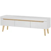 Furn.design TV-Lowboard weiß matt und Scandi Eiche TV Unterteil