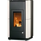 Pelletofen Ecomat 6 8 kW - Ofenkacheln: quarz-weiß (geriffelt) - Korpus: graphit