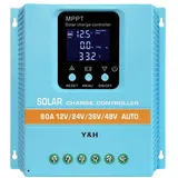 Y&H MPPT 80A Solar Charge Controller 12V 24V 36V 48V LCD Display Battery Intelligent Controller Max 100V Input Dual USB for Lead Acid/Lithium