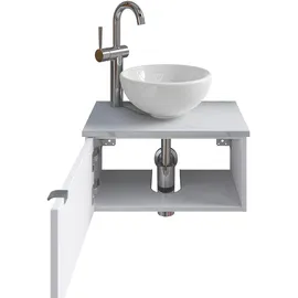 Saphir Waschtisch SAPHIR "Serie 6915 Waschschale mit Unterschrank für Gästebad, Gäste WC", weiß (weiß glanz, marmor weiß, weiß glanz), B:51cm H:39,8cm T:35cm, Waschtische, Waschtisch, 51 cm breit, 1 Tür, Waschtischplatte, kleine Bäder, ohne Armatur