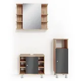Badmöbel-Set Fynn Eiche/Anthrazit 3 Teile mit Midischrank