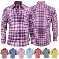 German Wear Trachtenhemd GW120x Trachtenhemd Langarm hemd Trachtenmode Hemd lila L