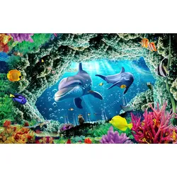 Fototapete PAPERMOON "Unterwasserwelt", bunt, B:5,00m L:2,80m, Vlies, Tapeten