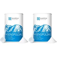 NARSA Nasenspülsalz für Nasendusche | 200 Portionen Vorteilspackung | 375g in nachhaltiger XXL Dose inkl. Dosierlöffel | Nasensalz I ohne Rieselhilfen | Salz für Nasenspülung (Packung mit 2)