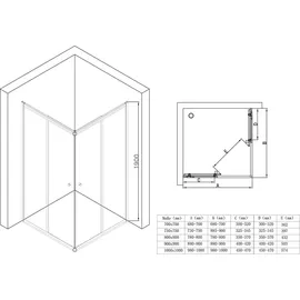 SoGood doporro 100x80cm Eckeinstieg Duschkabine Schiebetür Duschabtrennung Milchglas Streifen Eckdusche 6mmESG Glas Höhe 190cm Links/Rechts montierbar R... - Transparent/milchig