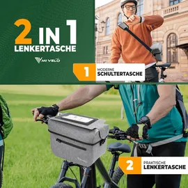 MIVELO Lenkertasche Fahrrad KLICKfix 100% wasserdicht - Fahrradtasche Lenker - abnehmbares Handyfach - Lenkertasche - Tasche Lenker - E-Bike tauglich (Grau)