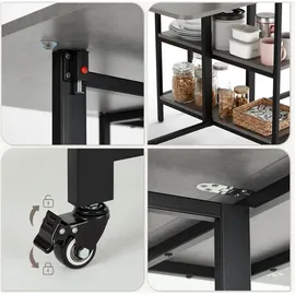 Mondeer Mobiler Klappbarer Esstisch, Klapptisch mit 2 Offenen Ablagen für Kleine Räume Esszimmer Küche, 120 x 80 x 75 cm, Grau