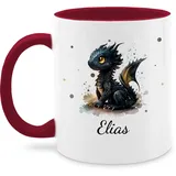 Tasse Tassen 325ml - Süßer Kleiner Drache mit Namen I Nachtdrache I Dragon I Drachen I Drachenzähmen - 325 ml - Bordeauxrot - kaffe personalisierte drachenmotiv wärmende name schwarzer dragons